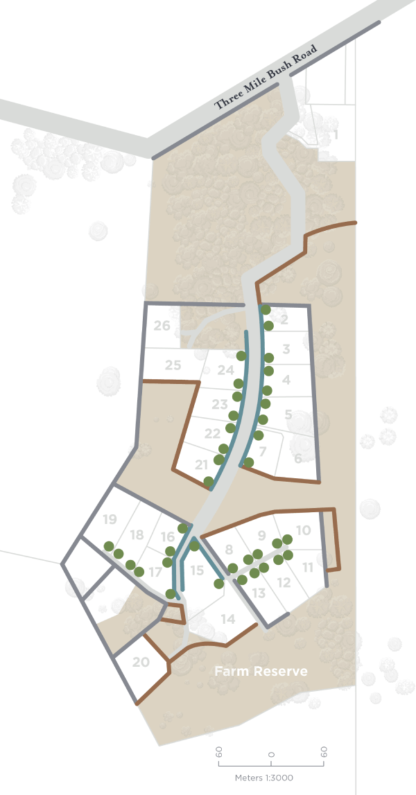 Stoney Hill section plan with landscaping elements overlaid